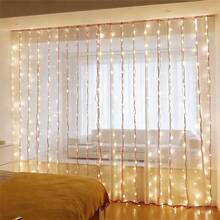 600 LED Curtain String Lights With Remote Control, 19.6ft X 9.8ft USB Powered Fairy Lights For Bedroom Window Christmas Decor, Plastic Material, Holiday Themed With Infrared Sensor, Multiple Modes - No Batteries Included - USB Curtain Light String - View 16