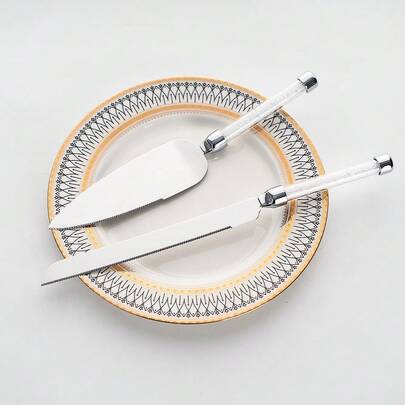 Bộ dao cắt bánh bằng thép không gỉ, bộ dao và thìa cắt bánh hình kim cương kèm hộp quà.