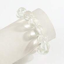 14mm Pure White Crystal Beaded Bracelet, Women's Transparent Round Bead Jewelry - Bracelet - View 3