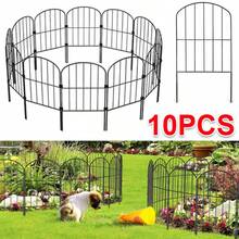 10pcs Metal Garden Fencing Fence Panel Lawn Border Edging Animal Barrier Fence - 10pcs Black - View 1
