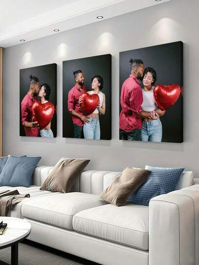 3pcs Customized Canvas Printed Frameless Wall Poster, Comfortable Framed Canvas Art, Suitable For Easter, Wedding, Mother's Day, Father's Day, Valentine's Day, Room Decor, Bedroom Decor, Personalized Gift, Picture, Photo, Wall Art, Best Friend Gift, Family Gift, Birthday Gift, Gift For Boyfriend, Girlfriend, Family, Couple, Friend