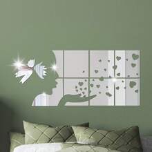 每套12片 - 金色女郎剪影心形镜面墙贴 - 鏡面牆貼 - 查看 1