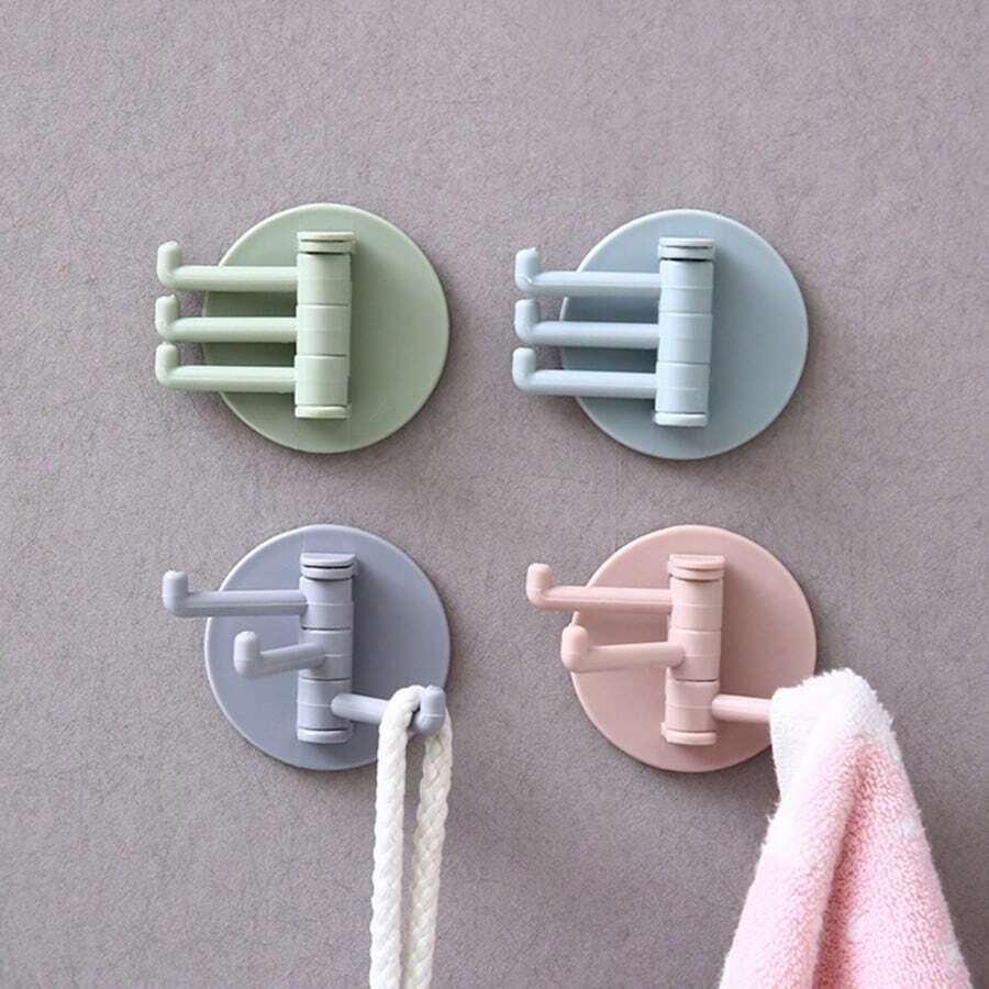 5 Stück Kunststoff Wandhaken, 3-armiges Schwenkdesign, rückstandsfreie Klebemontage ohne Bohren, Mehrzweck-Handtuchhalter für Badezimmer, Küche und Zuhause - ohne Strom - 5 Stück - Übersicht 1