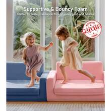 Sofá convertible 3 en 1 extra ancho para niños sofá abierto para tumbona cómodo sillón para niños lavable a máquina sofá cama para niños para divertirse o descansar cómodo azul oscuro - azul oscuro - Ver 6