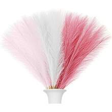 27pcs Artificial Pampas Grass, 21.6 Inch Fake Gerbera Daisy Flowers, Suitable For Home, Wedding, Bohemian, Valentine's Day, St. Patrick's Day, Independence Day, Halloween, Autumn, Christmas Party Decor, Light Pink & White - Blush Pink White - View 8