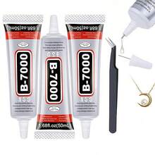 1.69盎司 B-7000 超级珠宝胶水，带镊子，透明工业胶水，适用于工艺品、织物、手机维修、珠宝制作、水晶宝石、艺术石、木材、玻璃、学校及返校用品 - 白色 - 查看 12