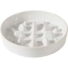 Ceramic Raised Slow Feeder Dog Bowl Set With Acacia Wood Stand - 1 x 白色 - C - 查看 1