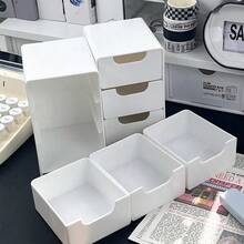 Organizador de moda de 3 capas - Perfecto para almacenar artículos de oficina, joyas y cosméticos - Divisiones de plástico ligero, accesorio de escritorio portátil y conveniente, joyero - Multicolor - Ver 3