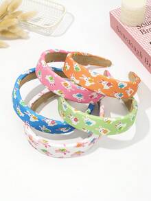 1个兔子和彩蛋印花海绵发箍，可爱兔子印花复活节头饰，宽发箍，适合女性日常、化妆、派对佩戴 - 彩色 - 查看 3