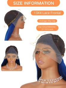 Tóc giả ren phía trước màu xanh hoàng gia 13*4, tóc giả thẳng tổng hợp, tóc giả ren phía trước trong suốt HD, đã tỉa sẵn, có thể rẽ ngôi tự do, sợi chịu nhiệt, thích hợp cho các buổi hòa nhạc và tiệc tùng. - Xanh đậm - Xem 5