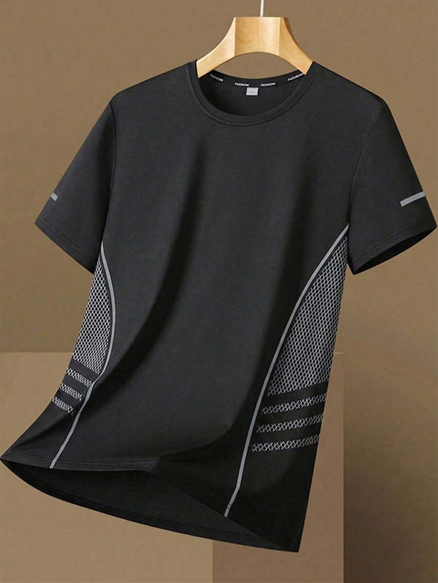 1 áo thun nữ nhanh khô, chất liệu lụa băng, cổ tròn, tay ngắn, co giãn, thấm hút mồ hôi và nhanh khô, thích hợp cho nữ tập thể dục, mùa hè, màu đen. - màu đen - Xem 1