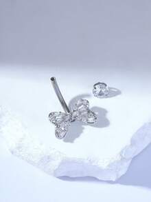 1件装 G23 钛金属时尚精致蝴蝶肚脐环（女士款） - 銀色 - 查看 5