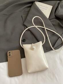 新款中国风迷你手提包，女士时尚百搭休闲单肩斜挎手机包 - 白色 - 查看 9