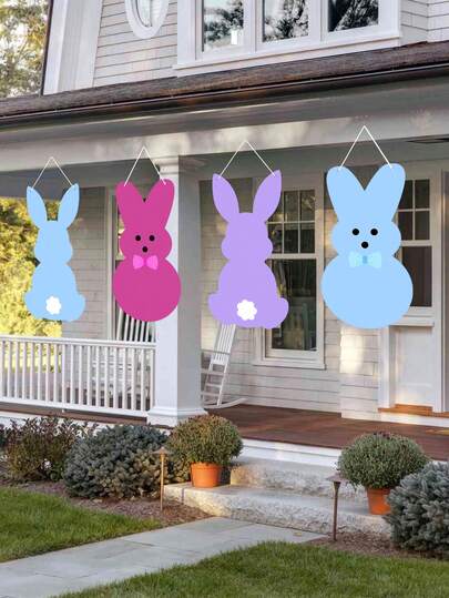 1 pezzo Bandiera di Pasqua in poliestere 2D con coniglio di Pasqua, bandiera colorata con coniglio di Pasqua, decorazione da appendere in stile fattoria per Pasqua