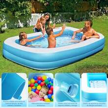Albercas Inflables para Adultos y sPiscina Inflable 155x108x46CM Piscina Hinchable Rectangular para s Adultos Al Aire Libre Patio Fiesta del Agua L - como en la foto - Ver 5