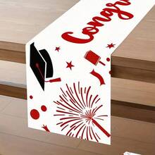 1pc Multi-Color Graduation Table Runner, Congrats Grad Table Flag With Grad Cap & Stars, Graduation Party Table Decor, Tablecloth Suitable For Graduation Ceremony, Banquet, Dining Table, Entryway Table, Celebration Events - Multicolor - View 11