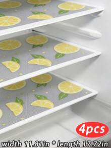 4 piezas de alfombrillas antideslizantes para refrigerador, 30 cm/11.81 in de ancho x 45 cm/17.72 in de largo, impermeables, a prueba de aceite, lavables, fáciles de limpiar - adecuadas para estantes, rejillas de vidrio, armarios, cajones y refrigeradores - Multicolor - Ver 27