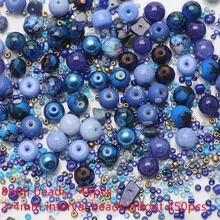 42g/Pack Blue Tone Assorted Glass Beads Mix, DIY Jewelry Making Accessories For Women Necklace Bracelet Craft - Blue - View 8