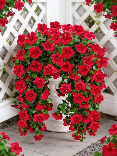 ArtiEleg 1/2pcs Artificial Hanging Geranium Flowers, 73cm - UV Resistant All-Weather Realistic Flowers With Removable Stems, Multi-Color Options, Durable Non-Fading Blooms For Porch, Balcony And Outdoor Garden Decor