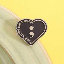1PC Semicolon Heart Enamel Pin - Black Mental Health Badge With "YOUR STORY ISN'T OVER" Text - Suicide Prevention Awareness Jewelry For Depression Support - Nhiều màu - Xem 4