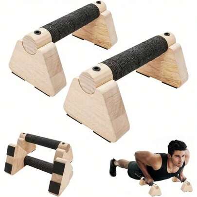 2pcs Upgraded Non-Slip Wooden Parallel Bars, 4000kg Load Capacity, 3D Training Equipment With Push Rod And Fitness Handles, Durable Wooden Design, Suitable For Men And Women, Ideal For Yoga And Strength Training, Gym Accessories, Sturdy Structure, Durable Home Fitness Equipment, Summer Shaping Tool, Easy For Beginners, Pushup Stand, Strength Training Tool, Fitness Supplies, Yoga Supplies, Training Accessories, Unisex, Great For Home, Gym, Office