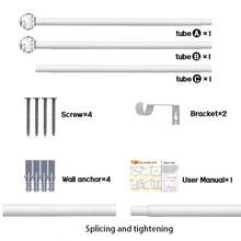 1pc White Curtain Rod, Crystal Head Single Rod, Multiple Sizes Available, Suitable For Various Windows, Good Load Bearing, Easy Installation, Durable High-Quality Metal Material, Adjustable Length - White - View 12