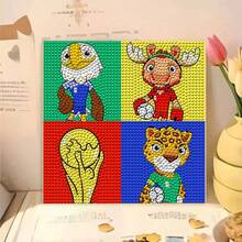 Football Party Supplies Diamond Painting FIFA Peripheral Mascot Diamond Painting Children's Handicraft, Holiday Family Party Gifts, Carnival Festival Supplies, Holiday Small Gifts, Holiday Essentials, Suitable For Various Parties And Event Souvenirs - Multicolor - View 2