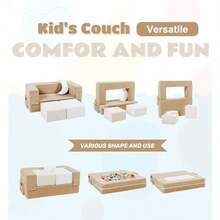 Sofá Modular para Niños Sillón de Espuma para Bebés Conjunto de Juego de Sofá de Felpa Convertible para Niños Sofá Cama Desplegable Color Clásico - Color clsico - Ver 3