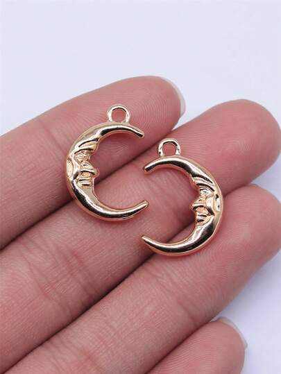 10pcs 21x15mm Moon Face Charms Pendant For DIY Jewelry Making Necklace Keychain Phone Chain Bracelet Making Accessories Handmade Craft Making Findings