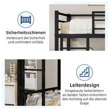 Metal Bunk Bed With Two Single Beds / Sturdy And Stable Metal / Quiet Operation / Safety Rail / No Bed Base Required - Black - View 8