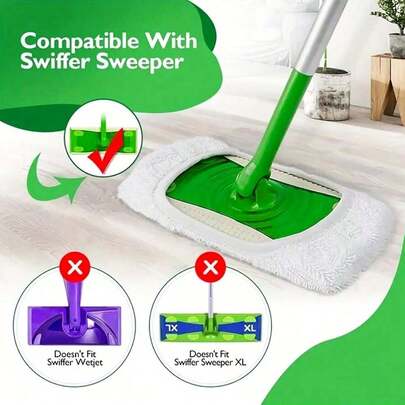 4 miếng lau nhà bằng sợi microfiber - Có thể tái sử dụng, giặt được, thay thế cho đầu lau nhà phẳng, thấm hút cao, thích hợp cho cả lau ướt và lau khô - Tương thích với các loại chổi lau nhà tiêu chuẩn - Dụng cụ vệ sinh nhà cửa