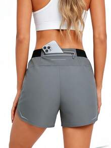 OKP 3 PCS Women's Shorts 2in1 Solid Color Lining 2 In 1 Sports Pants, Elastic Two Pieces, Suitable For Running, Sports, Yoga, Fitness In Summer - 3件短褲 - 查看 4