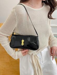 现代风格。2026新款。精致时尚。经典百搭。女士单肩包，配有可调节肩带。 - 黑色 - 查看 5