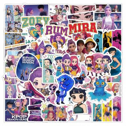 2 Sets, Total 112pcs/1 Set 56pcs Witch Hunting Squad, Demon Hunting Squad, K-POP Themed Cartoon Character Graffiti Stickers/Decorative Stickers, Suitable For Scrapbooking, Notebooks, Stationery, Laptops, Bumpers, Skateboards, Water Bottles, Computers, Phones, Cartoons, Cars, Home Decor, Also Can Be Used As Various Holiday Gifts/Party Favors/Birthday Gifts/Back To School Gifts [Random Styles Sent]