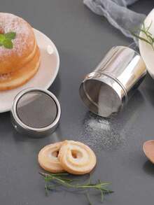 2pcs 1pc Stainless Steel Powdered Sugar Shaker With Lid, Powder Sifter, Flour Sifter, Suitable For Baking Soda, Cocoa Powder, Cornstarch, Coffee Powder, Flour And Other Powders, Stainless Steel Material, Suitable For Cinnamon Powder, Powdered Sugar, Cornstarch, Baking Supplies, Kitchen Accessories - Multicolor - View 7