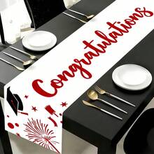 1pc Multi-Color Graduation Table Runner, Congrats Grad Table Flag With Grad Cap & Stars, Graduation Party Table Decor, Tablecloth Suitable For Graduation Ceremony, Banquet, Dining Table, Entryway Table, Celebration Events - Multicolor - View 13