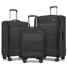 Luggage Suitcase Set 20 24 28 Inch 3 Piece Softshell Cabin Carry On Checked Travel Case With TSA Lock Spinner Wheels Expandable For Men Women - Black - View 12