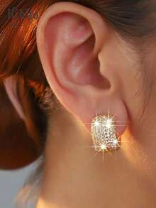 Hihho 1pc High-End Fully Hoop Earrings, Commute & Date Atmosphere Jewelry, Ideal Gift For Partner To Convey "Radiance And Confidence" - Earrings - View 6