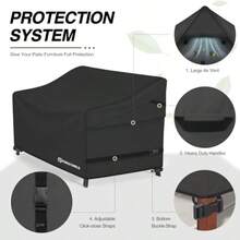 Porch Shield - Funda impermeable para sofá de asiento profundo para exteriores funda de sofá para muebles de patio 79 pulgadas de ancho x 40 de profundidad x 35 de alto color negro - negro - Ver 4