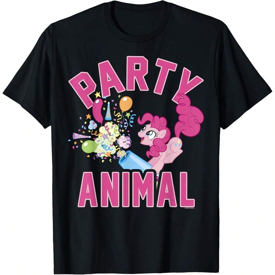 Hip Is Magic Pinkie Pie Party Animal T-Shirt All Seasons,220g Pure Cotton Single-Sided Printed Crew Neck Short-Sleeved T-Shirt,Unisex Top,Base Layer - Màu 1 - Xem 1