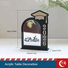 TX 1pc 2026 Acrylic Graduation Party Decor Sign, Modern Minimalist Graduation Theme Money Box Sign, Arabic Style Blessing Gift Card Red Packet Box Desktop Decor With "2026" Text And Graduation Cap, Diploma Pattern, Suitable For Graduation Celebration, Home Decor, Office Desk, Graduation Gift - Multicolor - View 15