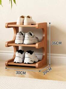 1pc 4-Tier Multifunctional Bamboo Shoe Rack - Tall Narrow Shoe Organizer Rack For Small Spaces, Multipurpose Display Shelf For Entryway, Closet, Corner, Doorway, Space-Saving Shoe Storage, Boxes, Cabinet, Shelves - Khaki - View 5