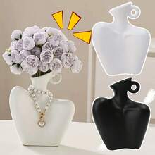 现代简约北欧风人体雕塑艺术花瓶创意塑料装饰花瓶，适用于家居客厅卧室桌面置物架壁炉架办公桌摆件，优雅艺术家居装饰 - 多色 - 查看 7