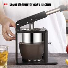 Manual Press Juicer Lever Design 304 Stainless Steel Hand Pressed Juicer Fruit Squeezer with Two Filters - Negro - Ver 4