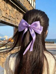 1个闪亮丝带蝴蝶结发夹，适合女性日常佩戴、旅行、派对、节日等场合，可爱情人节爪夹发夹，发卡，学生用品，优雅，学院风，蝴蝶结，发饰，头饰，发夹 - 淡紫色 - 查看 7