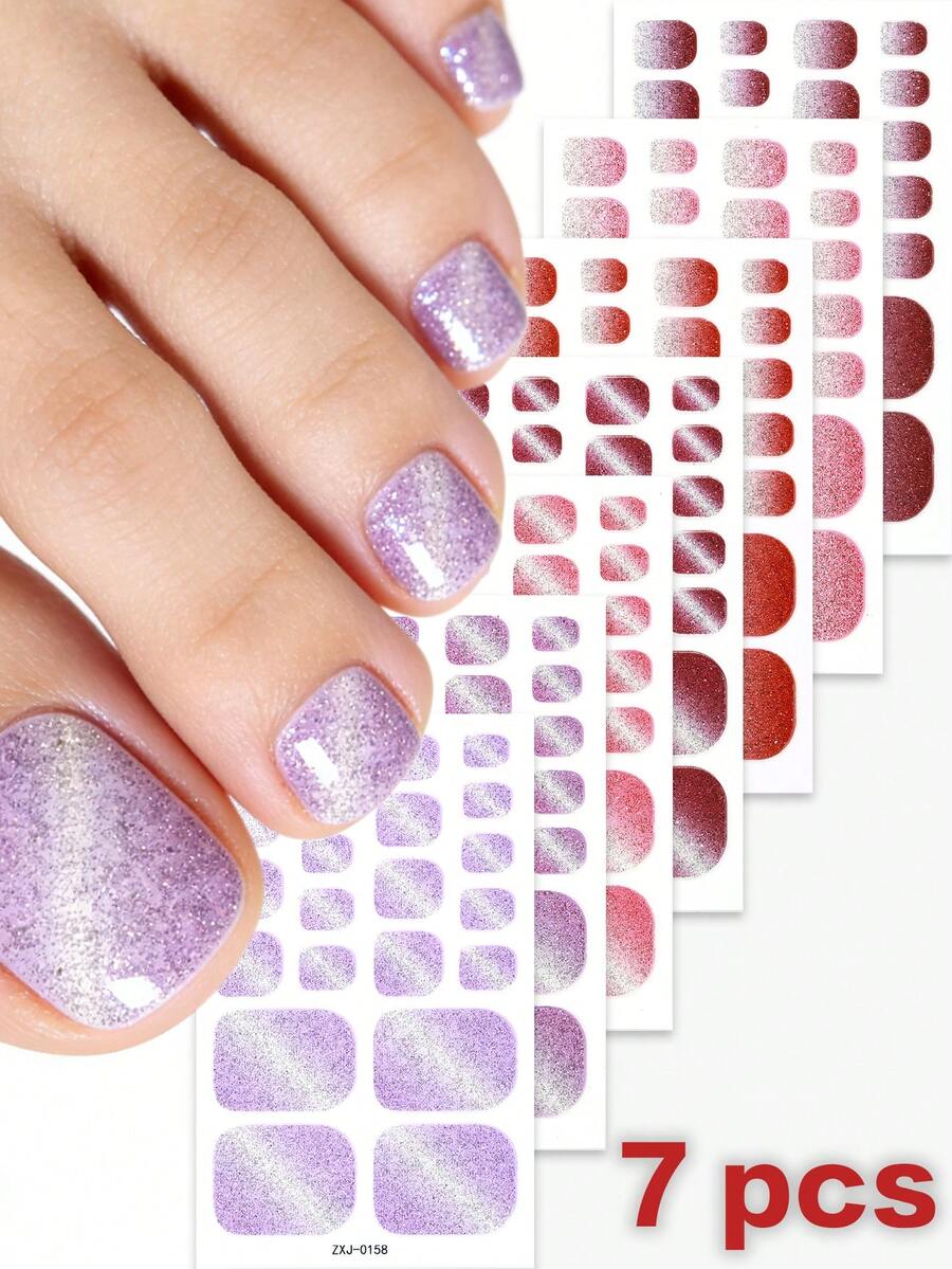 Bộ 7 miếng dán móng chân hình mắt mèo nhiều màu sắc mùa xuân/hè, miếng dán móng chân sang trọng tinh tế, dễ dán, thích hợp cho các quý cô tự làm móng tại nhà. - Nhiều màu - Xem 1