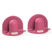 Juego de 2 guantes de horno de silicona resistentes al calor y soportes para ollas para cocina, antideslizantes, impermeables, para cocinar y hornear - 1 - Ver 1