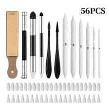 56pcs Sketching Drawing Art Supplies Set, Sponge Detail Blending Pencils, Sandpaper Board, DIY Art Paper - 56-piece Sketching and Drawing Tool Set - View 1