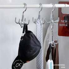 OBOVAY Giá treo quần áo bằng nhựa xoay 360 độ với 4 móc, giá đựng đồ đa năng gắn tường, giá sắp xếp phụ kiện tiết kiệm không gian, phù hợp để treo thắt lưng, cà vạt, khăn quàng cổ, áo ngực, túi xách, mũ, áo vest, v.v. Giải pháp lưu trữ tối giản cho gia đình, thích hợp cho tủ quần áo phòng ngủ hoặc treo tường, vật dụng thiết yếu khi đi du lịch. - Bạc - Xem 3