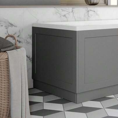 Dark Grey Matt 18mm MDF Traditional Bathroom End Bath Panel 700mm With Plinth